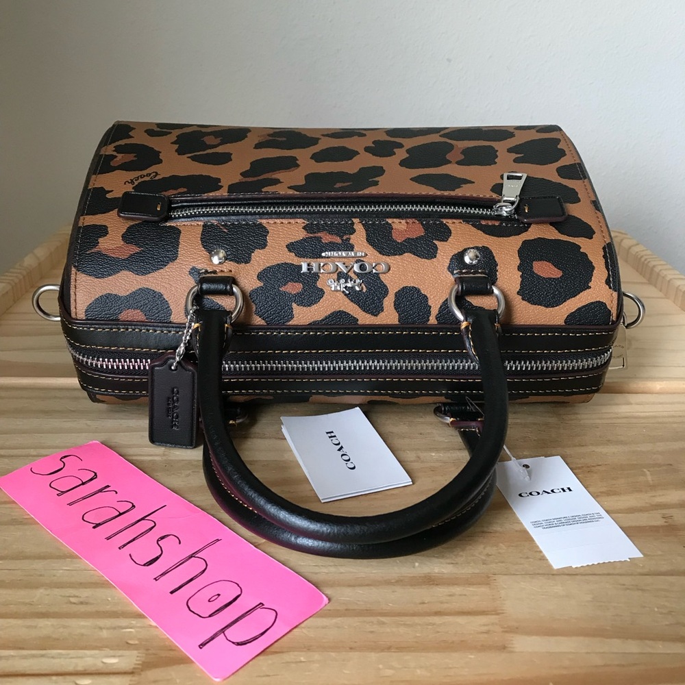 Coach Leopard Print Satchel with Black Accents - Picture 5 of 12